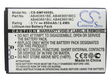 Replacement Battery for Samsung  Blade – Mobile, SmartPhone – 650mAh / 2.41Wh / 3.7V