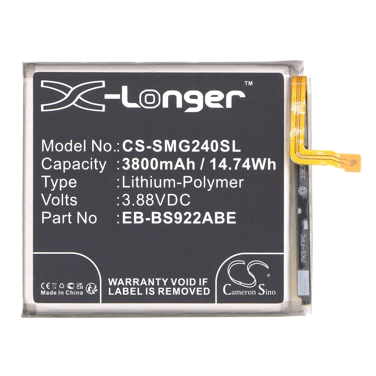 Replacement Battery for Samsung  Galaxy S24 – Mobile, SmartPhone – 3800mAh / 14.74Wh / 3.88V