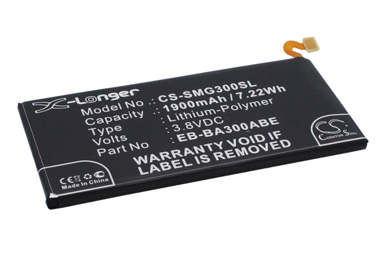 Replacement Battery for Samsung  Galaxy A3 – Mobile, SmartPhone – 1900mAh / 7.22Wh / 3.8V