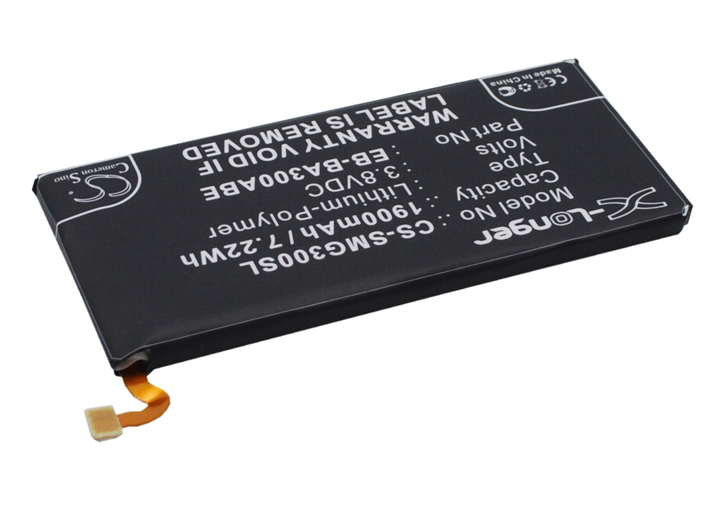 Replacement Battery for Samsung  Galaxy A3 – Mobile, SmartPhone – 1900mAh / 7.22Wh / 3.8V