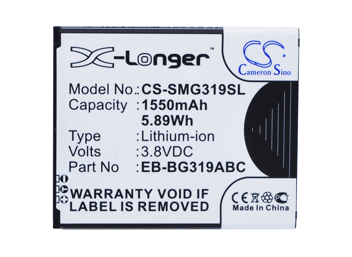 Replacement Battery for Samsung  Galaxy Ace 4 CDMA – Mobile, SmartPhone – 1550mAh / 5.89Wh / 3.8V