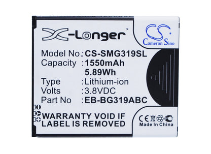Replacement Battery for Samsung  Galaxy Ace 4 CDMA – Mobile, SmartPhone – 1550mAh / 5.89Wh / 3.8V