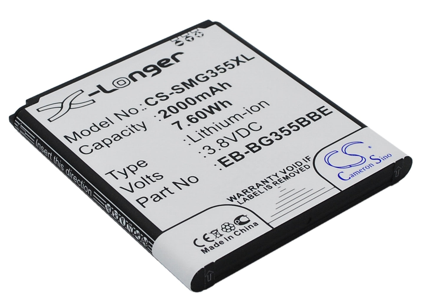 Replacement Battery for Samsung  Galaxy Core 2 – Mobile, SmartPhone – 2000mAh / 7.60Wh / 3.8V