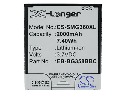 Replacement Battery for Samsung  Galaxy Core Lite 4G TD-LTE – Mobile, SmartPhone – 2000mAh / 7.40Wh / 3.7V