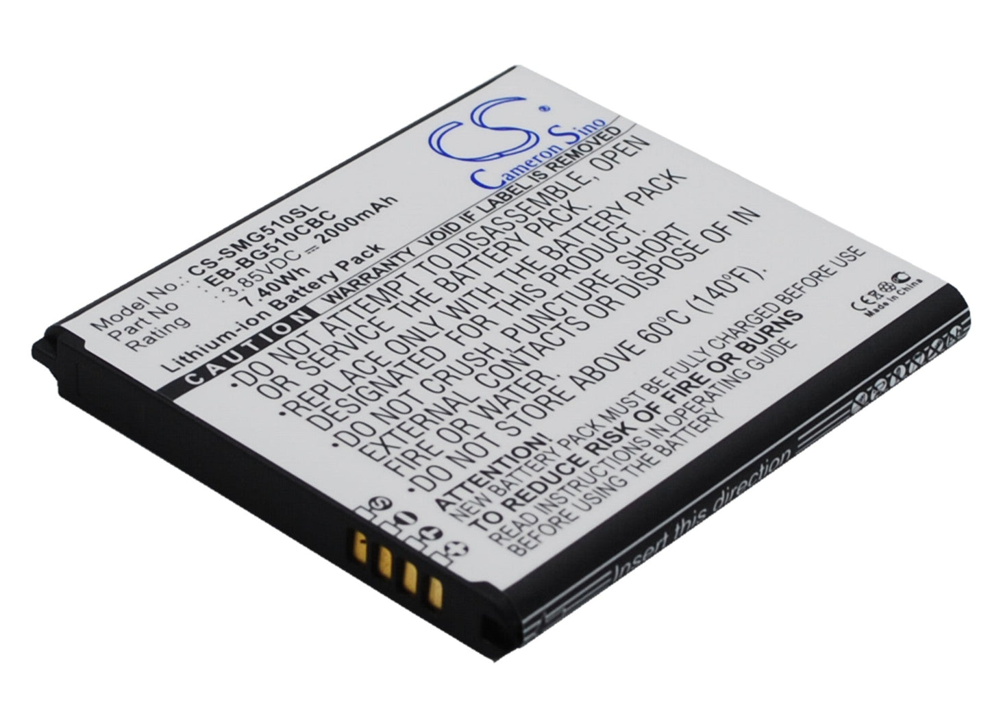 Replacement Battery for Samsung  Galaxy Core Max – Mobile, SmartPhone – 2000mAh / 7.60Wh / 3.85V