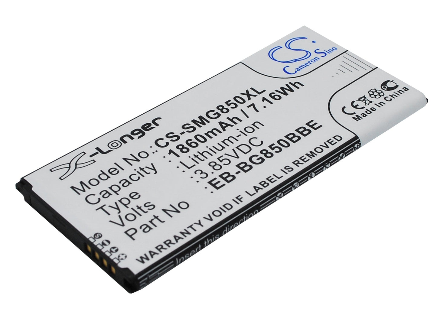 Replacement Battery for Samsung  Galaxy Alpha – Mobile, SmartPhone – 1860mAh / 7.16Wh / 3.85V