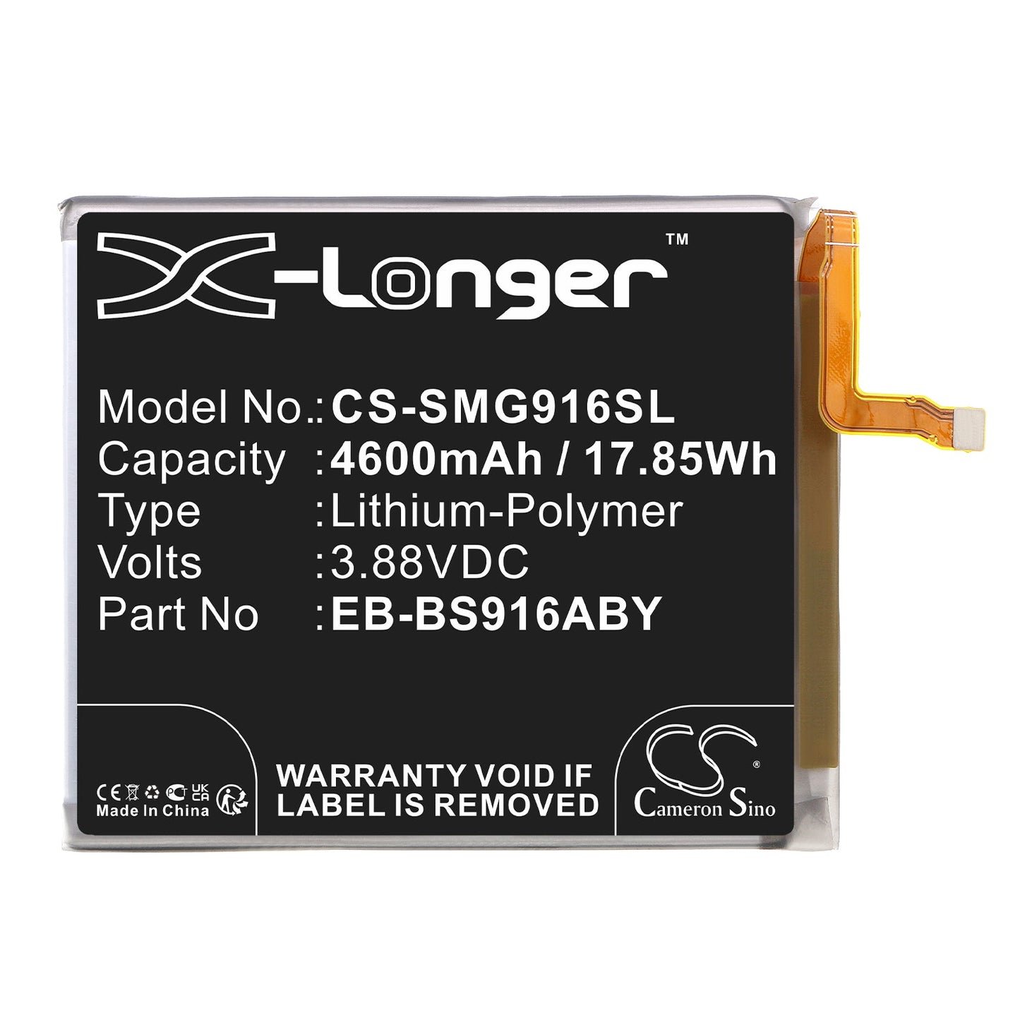 Replacement Battery for Samsung  Galaxy S23 Plus – Mobile, SmartPhone – 4600mAh / 17.85Wh / 3.88V