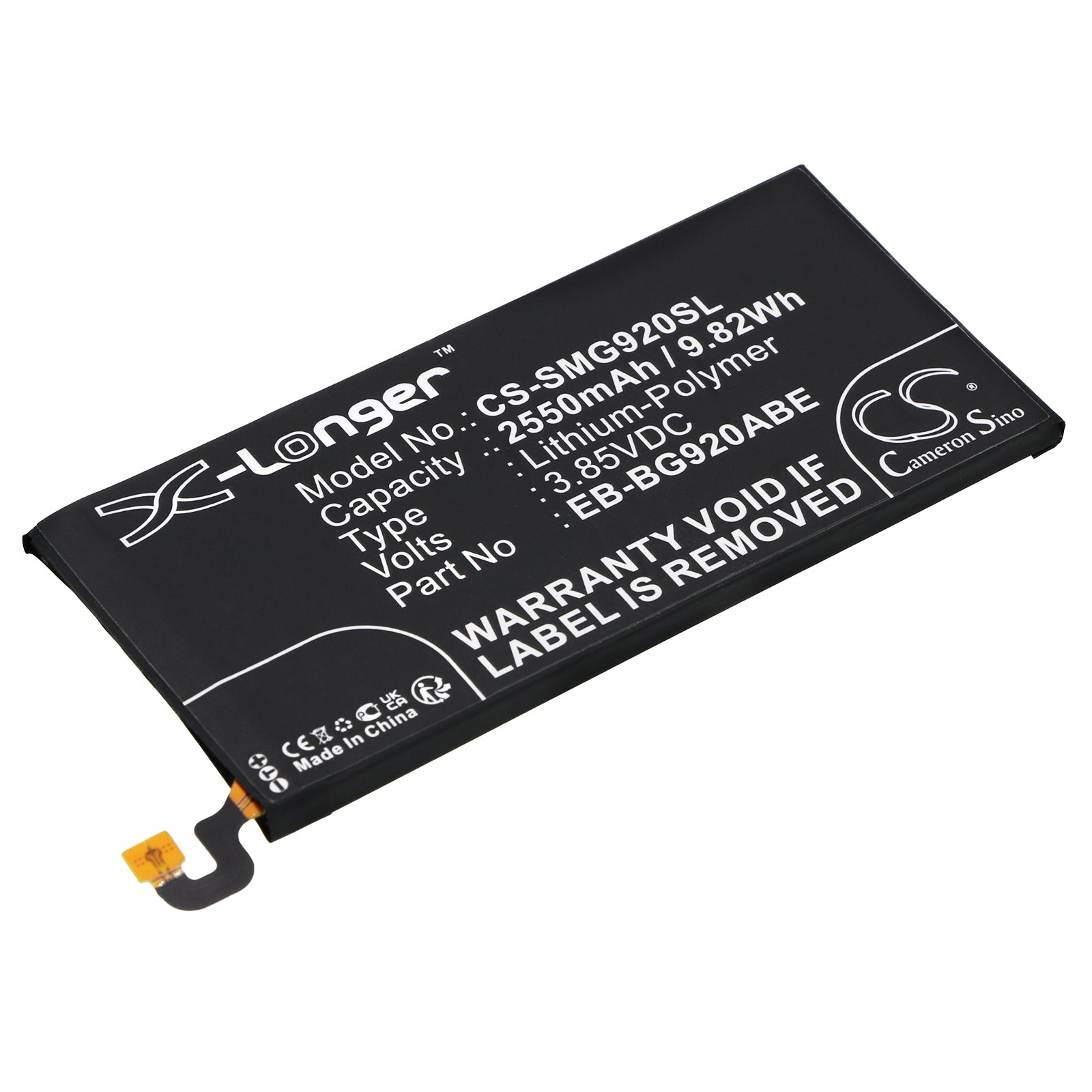Replacement Battery for Samsung Galaxy S6 – Mobile, SmartPhone – 2550mAh / 3.85V - image 1