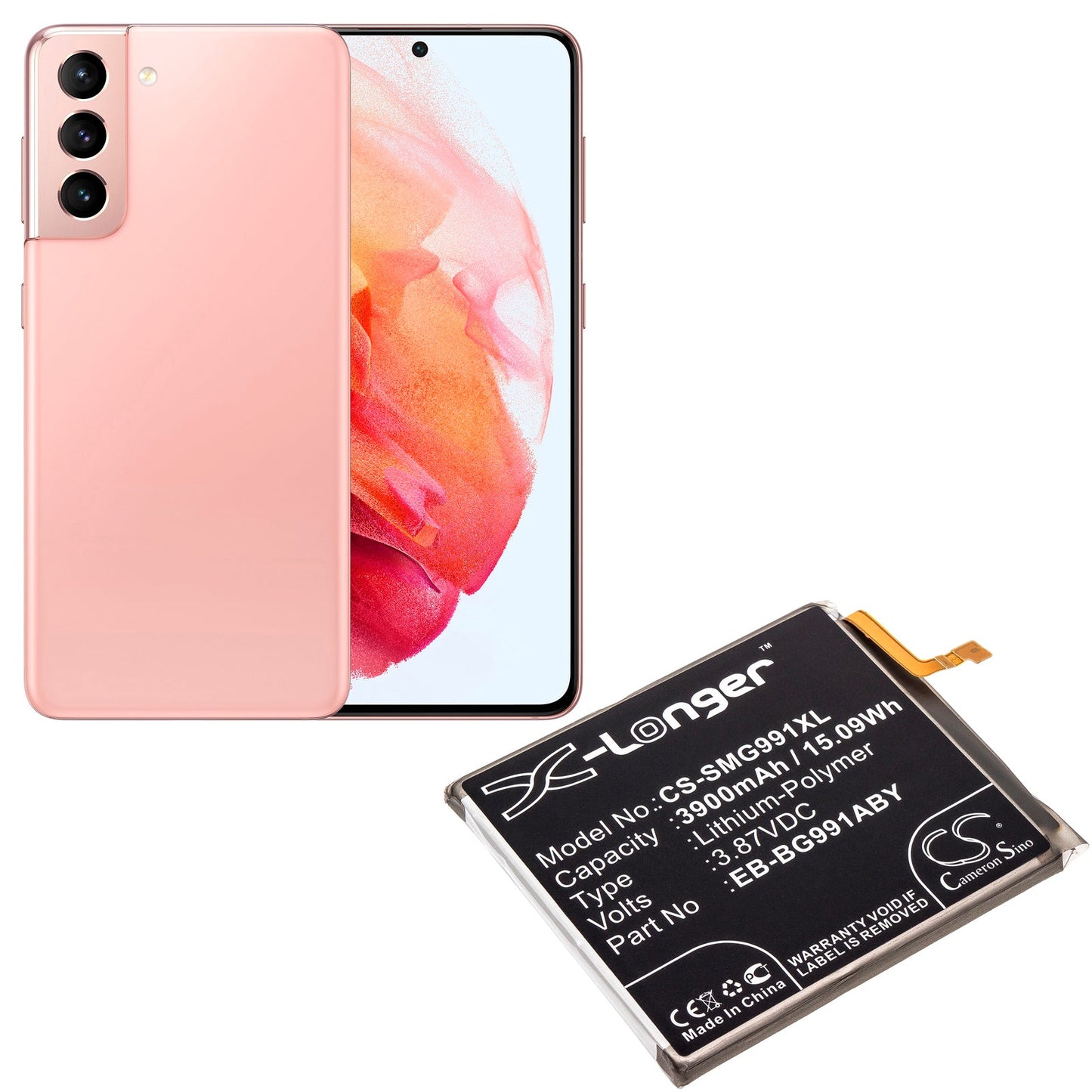 Replacement Battery for Samsung  Galaxy S21 5G – Mobile, SmartPhone – 3900mAh / 15.09Wh / 3.87V