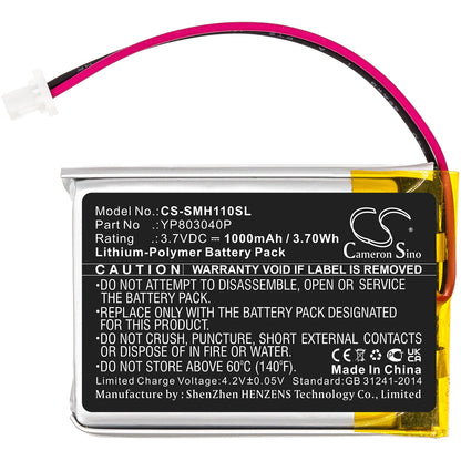 Replacement Battery for Sena  10C – Wireless Headset – 1000mAh / 3.70Wh / 3.7V
