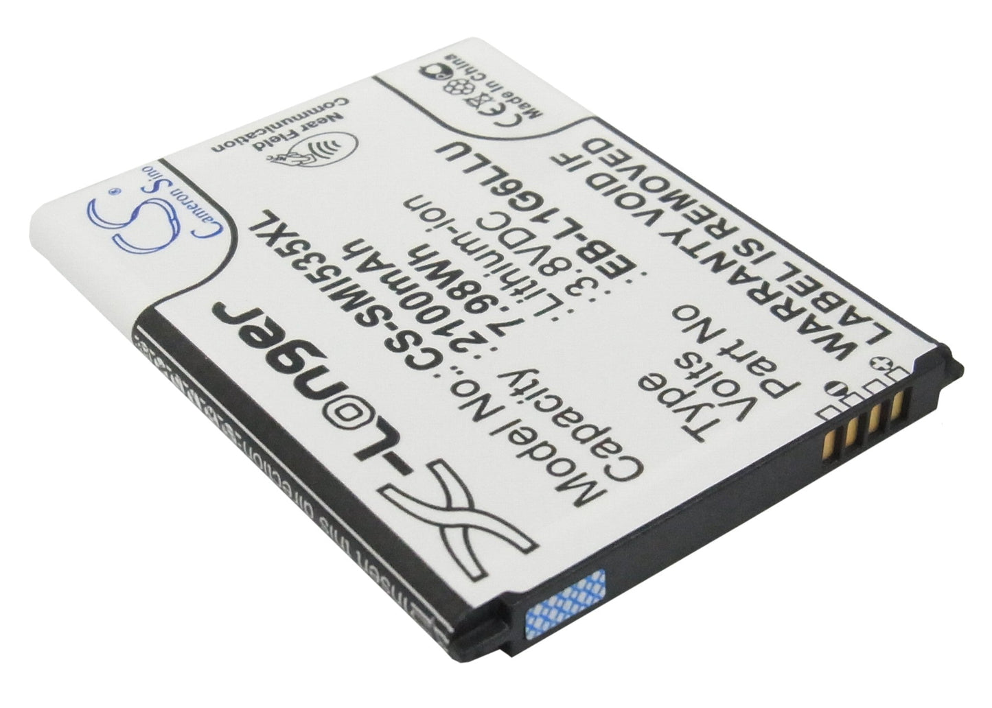 Replacement Battery for Samsung  Baffin – Mobile, SmartPhone – 2100mAh / 7.98Wh / 3.8V