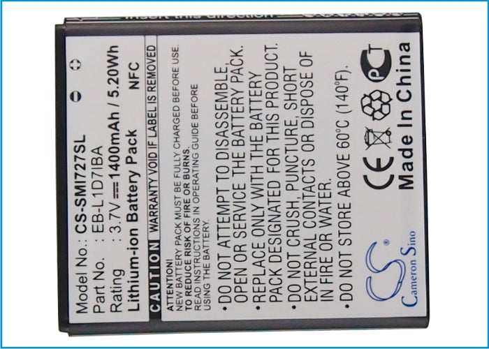 Replacement Battery for AT&T  Galaxy S 2 Skyrocket 4G – Mobile, SmartPhone – 1400mAh / 5.18Wh / 3.7V