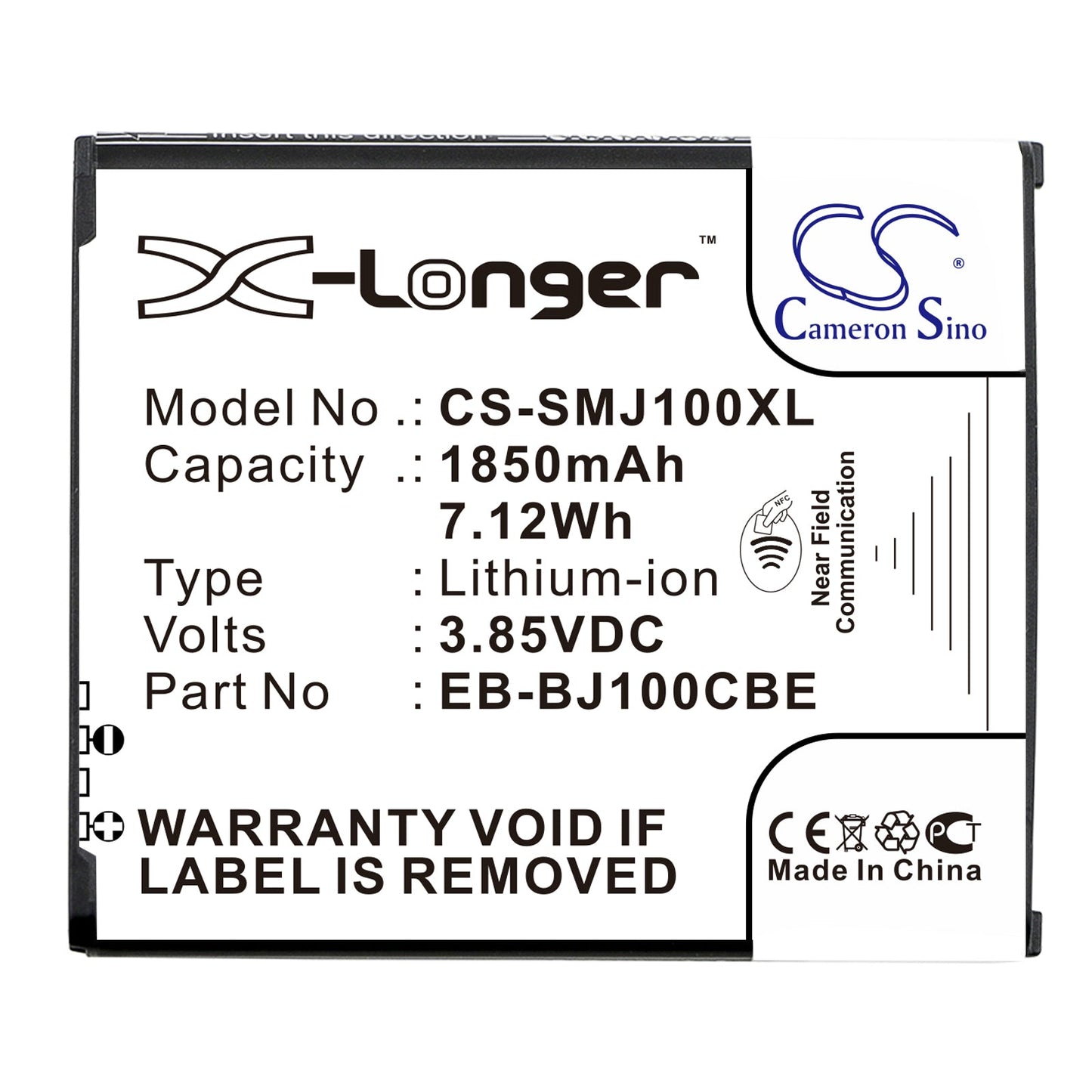 Replacement Battery for Samsung  Galaxy J1 – Mobile, SmartPhone – 1850mAh / 7.12Wh / 3.85V