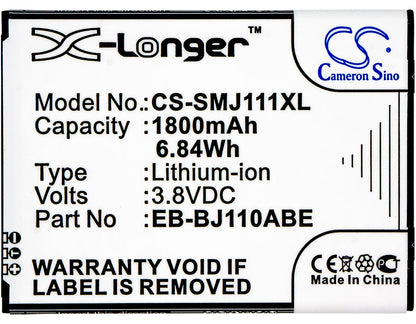 Replacement Battery for Samsung  Galaxy J1 Ace – Mobile, SmartPhone – 1800mAh / 6.84Wh / 3.8V