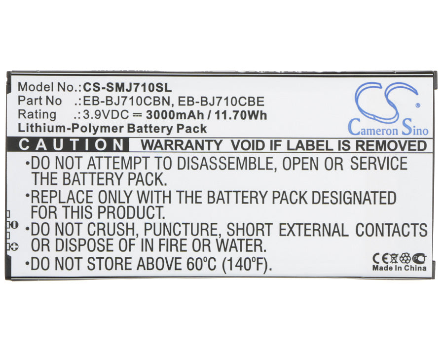 Replacement Battery for Samsung  Galaxy J7 2016 – Mobile, SmartPhone – 3000mAh / 11.70Wh / 3.9V