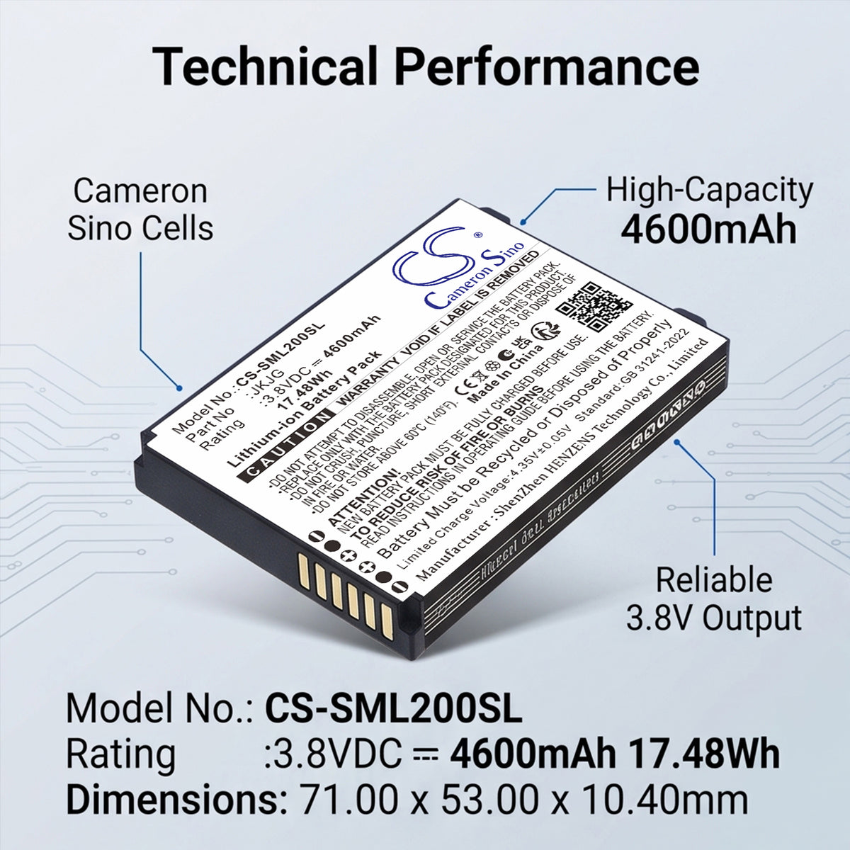 Replacement Battery for Sunmi L2K – Payment Terminal – 4600mAh / 3.8V