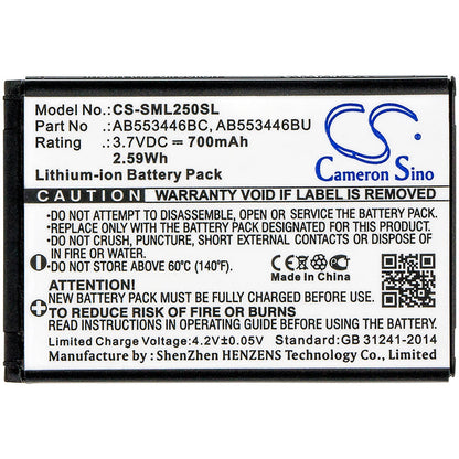 Replacement Battery for Samsung  Beat S – Mobile, SmartPhone – 700mAh / 2.59Wh / 3.7V