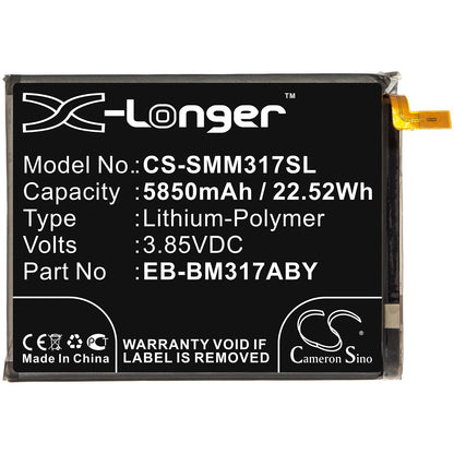 Replacement Battery for Samsung  Galaxy M31 – Mobile, SmartPhone – 5850mAh / 22.52Wh / 3.85V