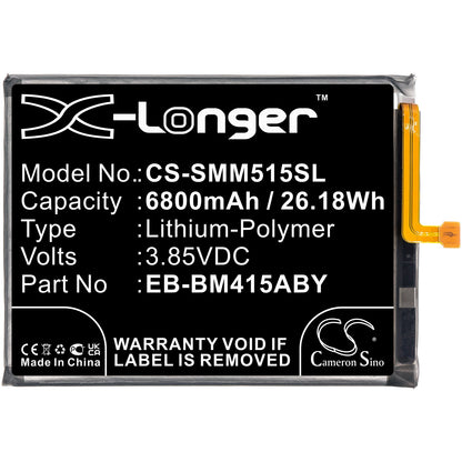 Replacement Battery for Samsung  Galaxy M51 – Mobile, SmartPhone – 6800mAh / 26.18Wh / 3.85V