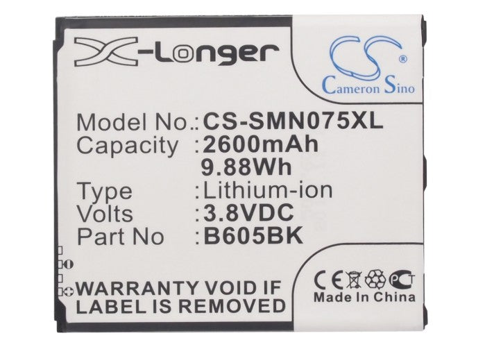 Replacement Battery for Samsung  Galaxy J – Mobile, SmartPhone – 2600mAh/9.88Wh / 3.8V