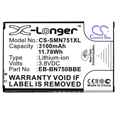Replacement Battery for Samsung  Galaxy Note 3 Mini – Mobile, SmartPhone – 3100mAh / 11.78Wh / 3.8V
