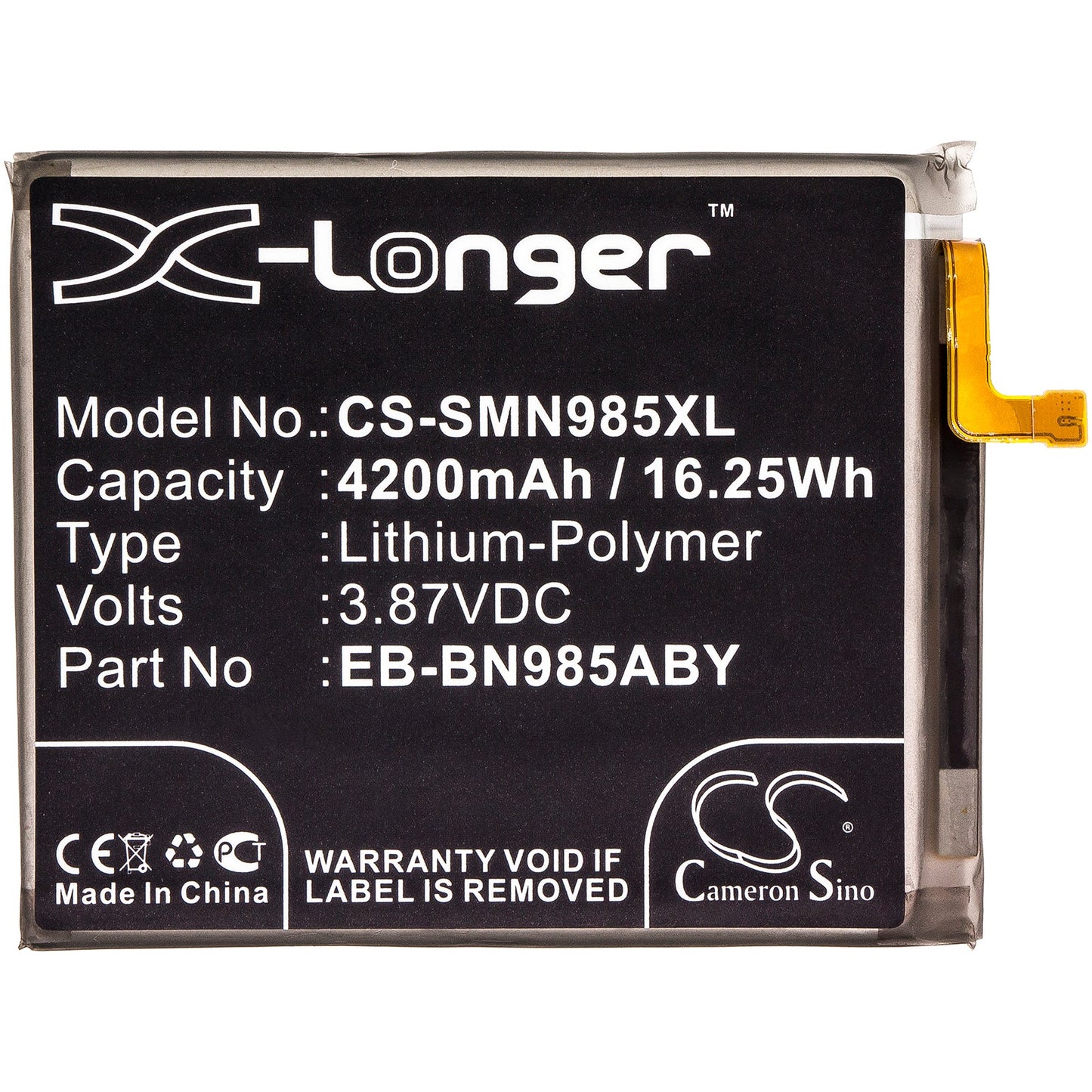 Replacement Battery for Samsung  Galaxy Note 20 Ultra – Mobile, SmartPhone – 4200mAh / 16.25Wh / 3.87V