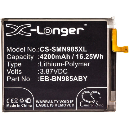 Replacement Battery for Samsung  Galaxy Note 20 Ultra – Mobile, SmartPhone – 4200mAh / 16.25Wh / 3.87V