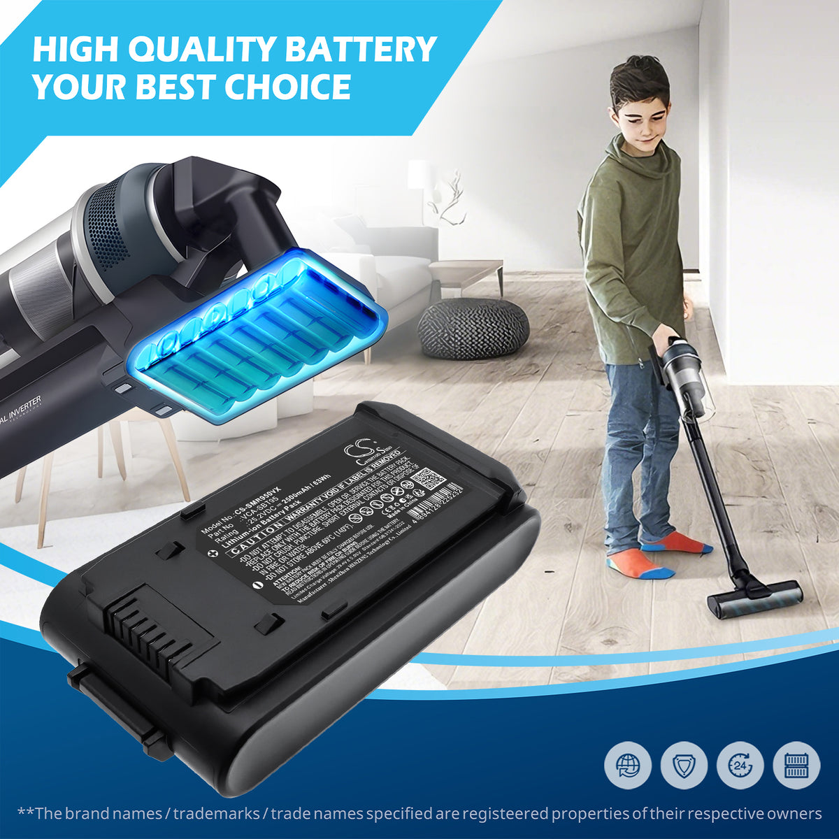 Replacement Battery for Samsung Jet 85 – Vacuum – 2500mAh / 25.2V
