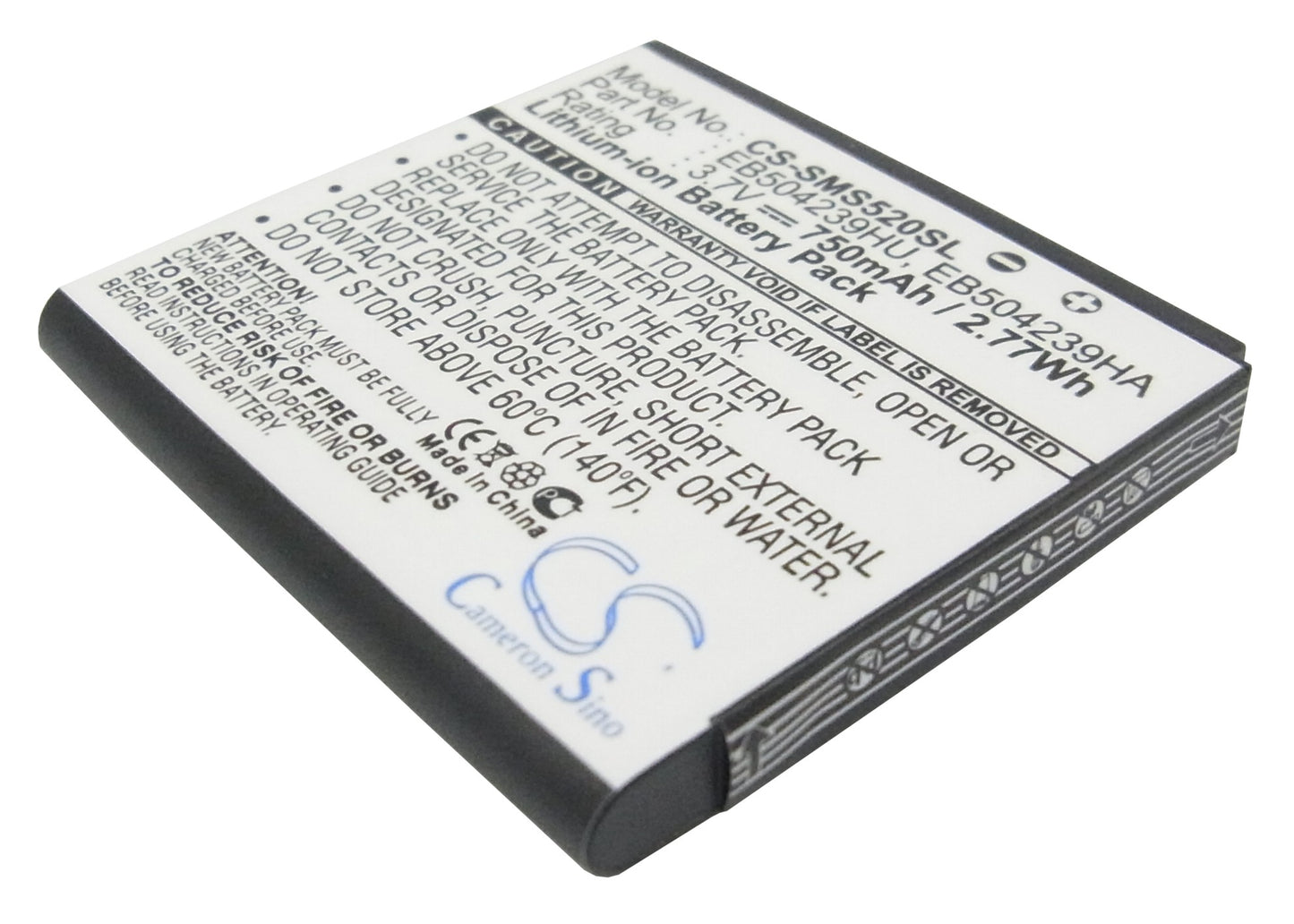 Replacement Battery for Samsung S5200 – Mobile, SmartPhone – 750mAh / 3.7V - image 1