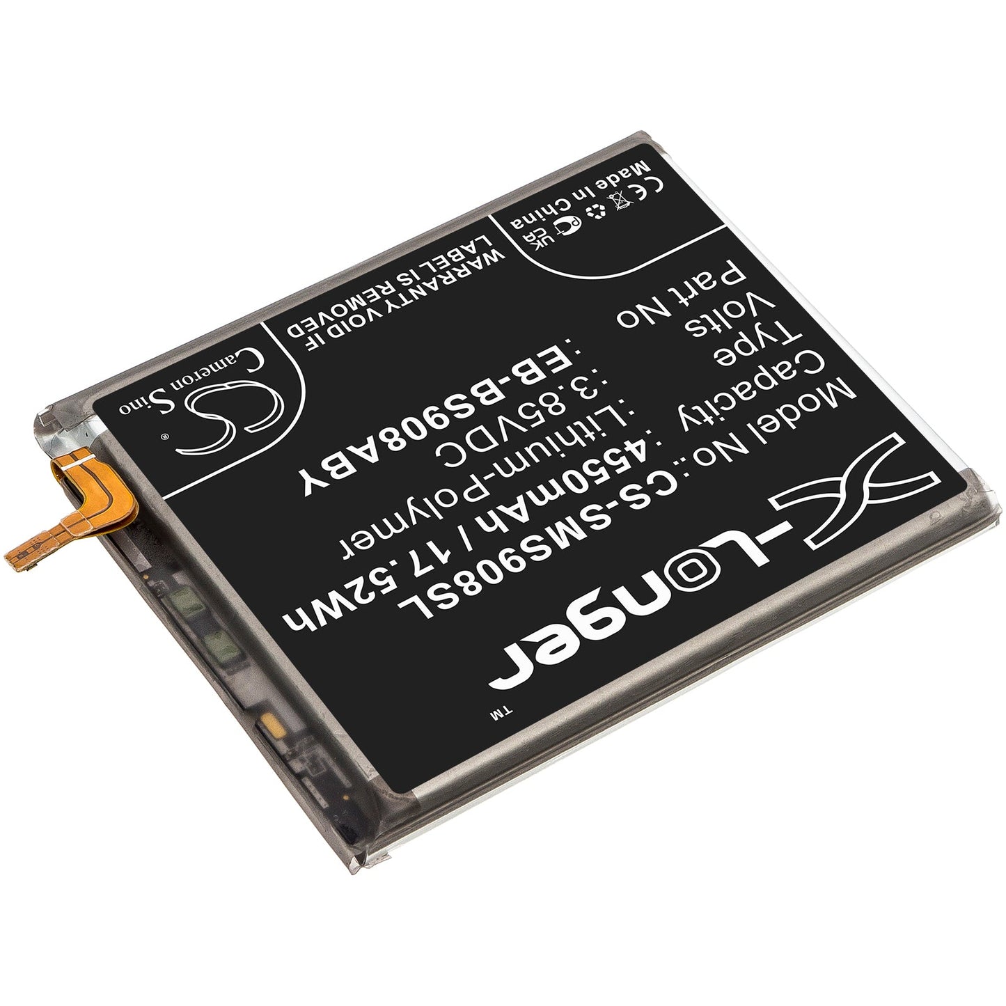 Replacement Battery for Samsung  Galaxy S22 Ultra 5G – Mobile, SmartPhone – 4550mAh / 17.52Wh / 3.85V