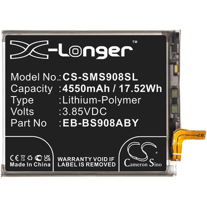 Replacement Battery for Samsung  Galaxy S22 Ultra 5G – Mobile, SmartPhone – 4550mAh / 17.52Wh / 3.85V