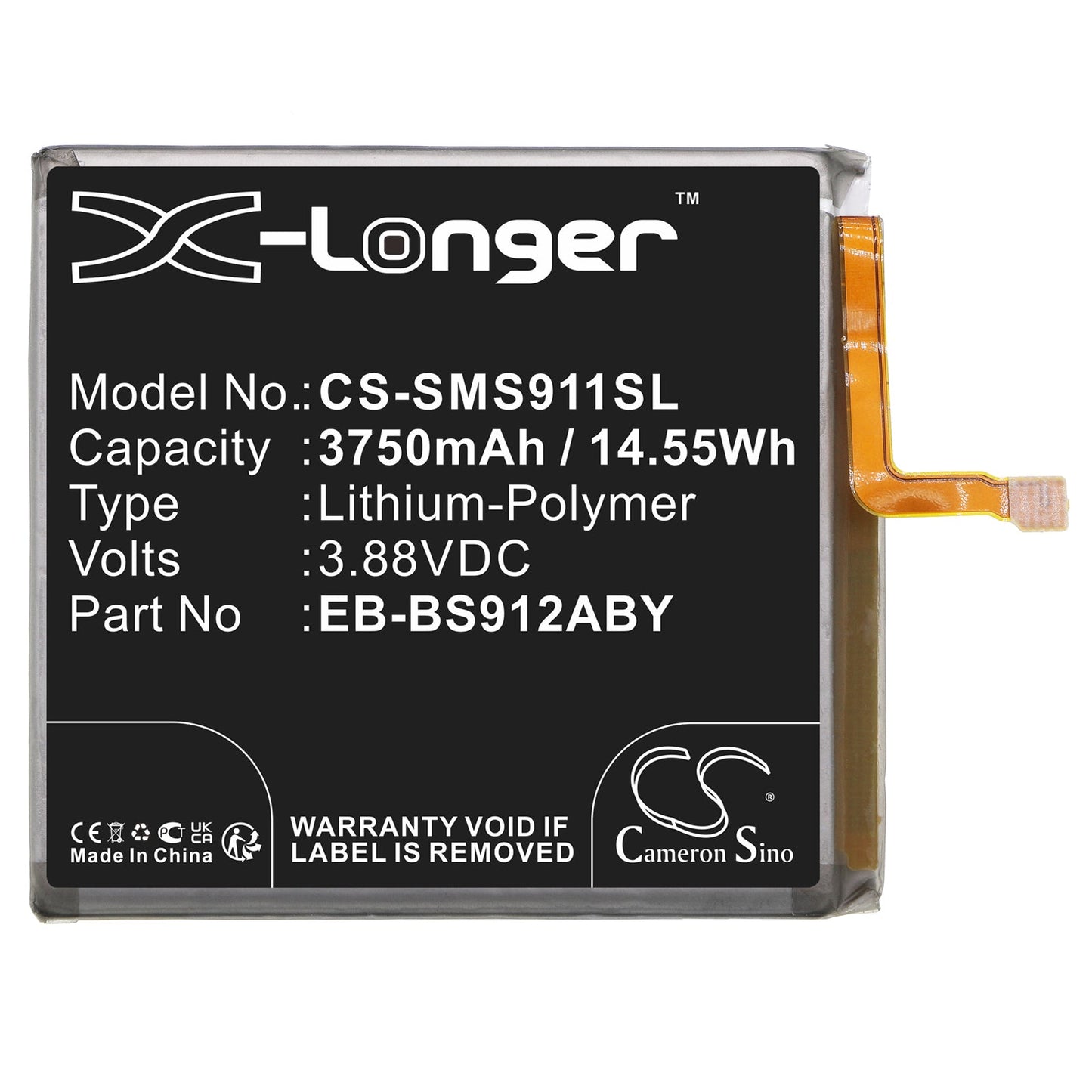 Replacement Battery for Samsung  Galaxy S23 – Mobile, SmartPhone – 3750mAh / 14.55Wh / 3.88V
