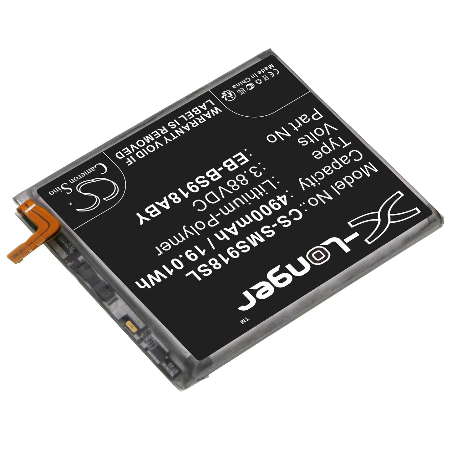 Replacement Battery for Samsung  Galaxy S23 Ultra – Mobile, SmartPhone – 4900mAh / 19.01Wh / 3.88V
