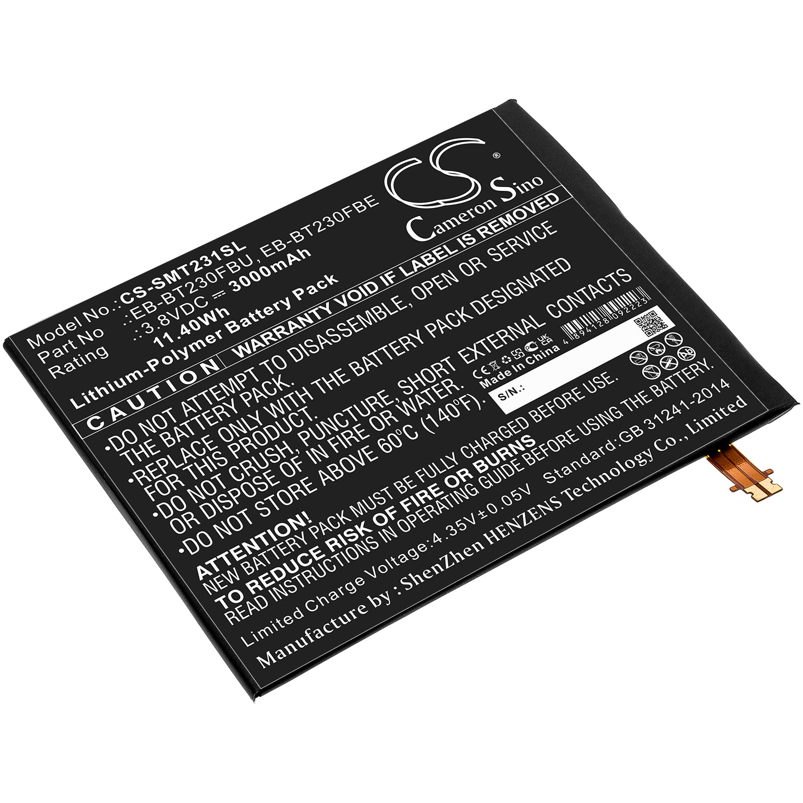 Replacement Battery for Samsung SM-T230NU – Tablet – 3000mAh / 3.8V - image 1