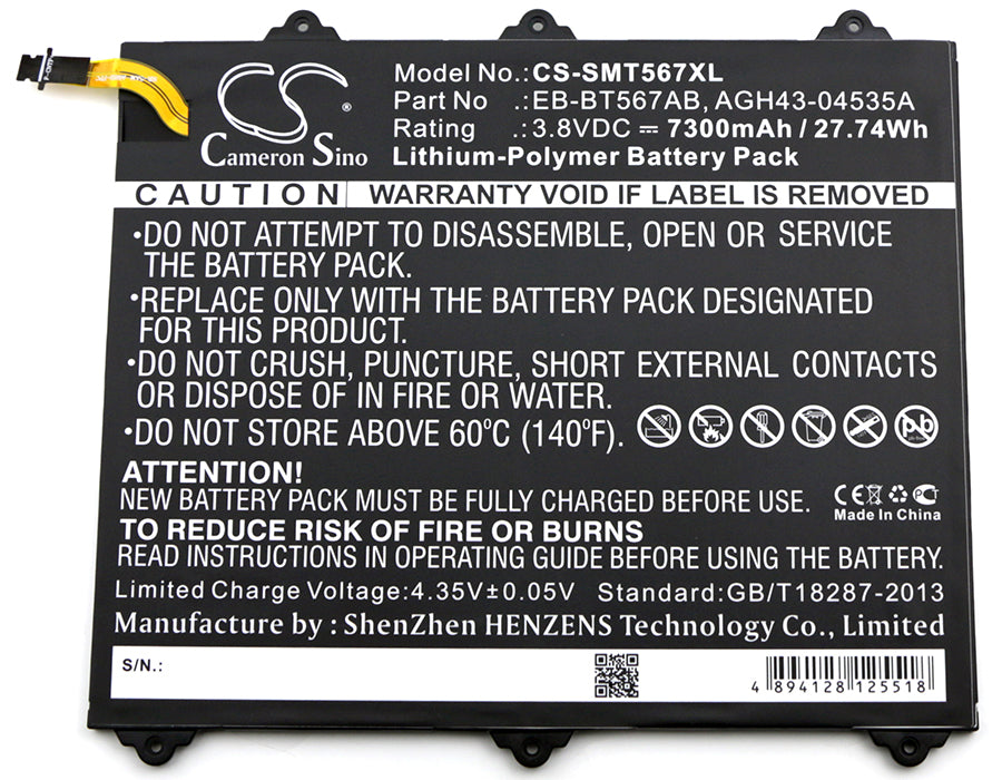 Replacement Battery for Samsung SM-T567 – Tablet – 7300mAh / 3.8V - image 3