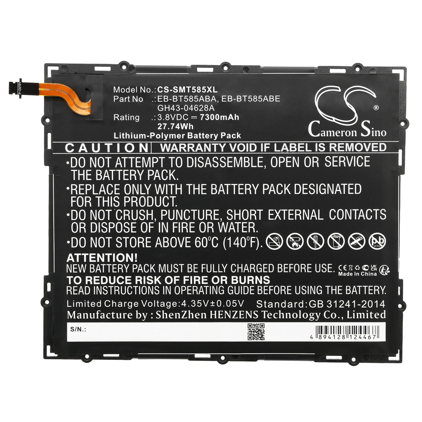 Replacement Battery for Samsung SM-T580 – Tablet – 7300mAh / 3.8V - image 3