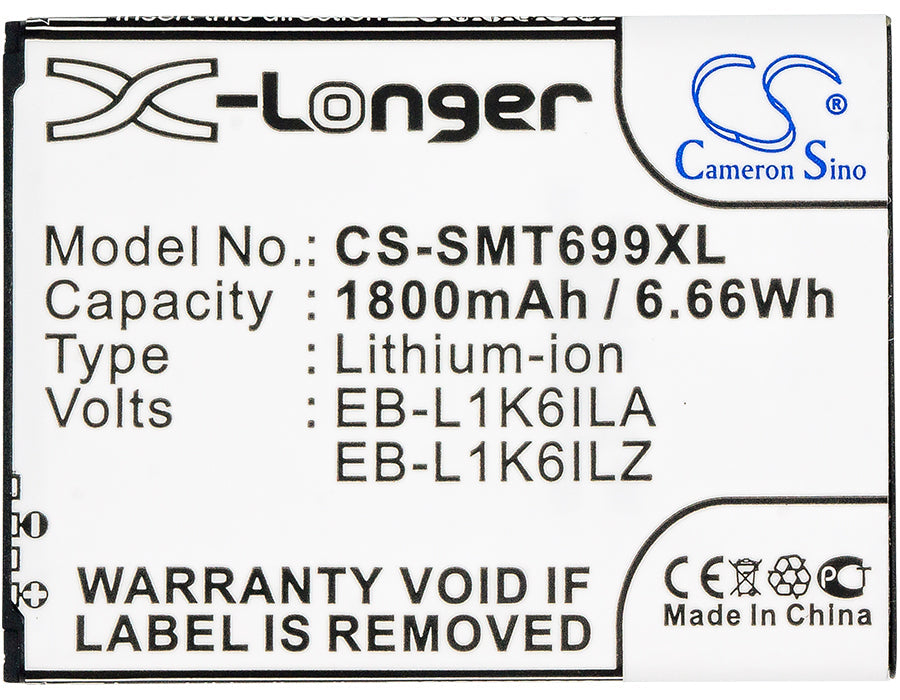 Replacement Battery for T-Mobile  Galaxy Stratosphere 2 – Mobile, SmartPhone – 1800mAh/6.66Wh / 3.7V