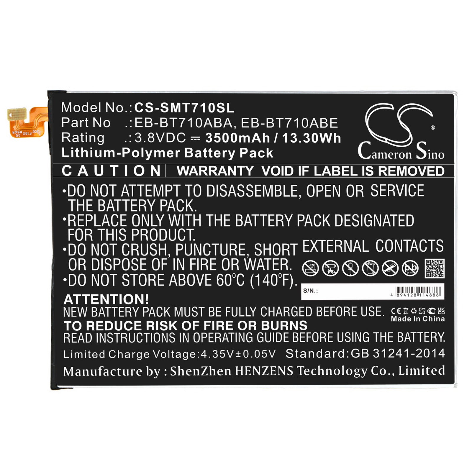 Replacement Battery for Samsung SM-T710 – Tablet – 3500mAh / 3.8V - image 3