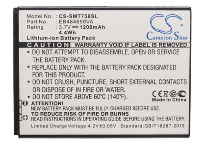 Replacement Battery for Samsung  Ancora – Mobile, SmartPhone – 1200mAh / 4.44Wh / 3.7V