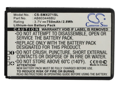 Replacement Battery for Samsung  B2710 Solid – Mobile, SmartPhone – 750mAh / 2.78Wh / 3.7V
