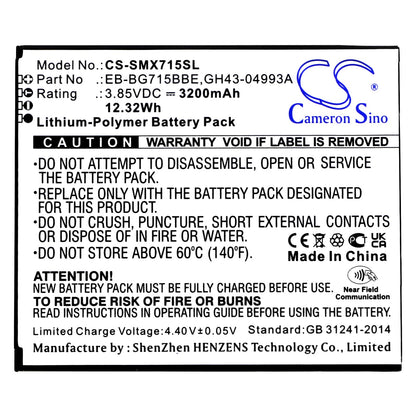 Replacement Battery for Samsung  Galaxy Xcover Pro – Mobile, SmartPhone – 3200mAh / 12.32Wh / 3.85V