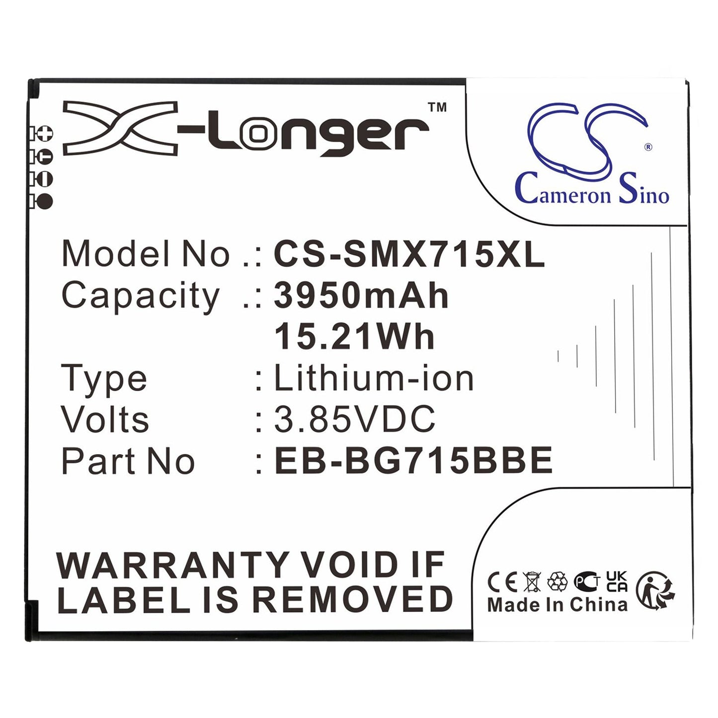 Replacement Battery for Samsung  Galaxy Xcover Pro – Mobile, SmartPhone – 3950mAh / 15.21Wh / 3.85V