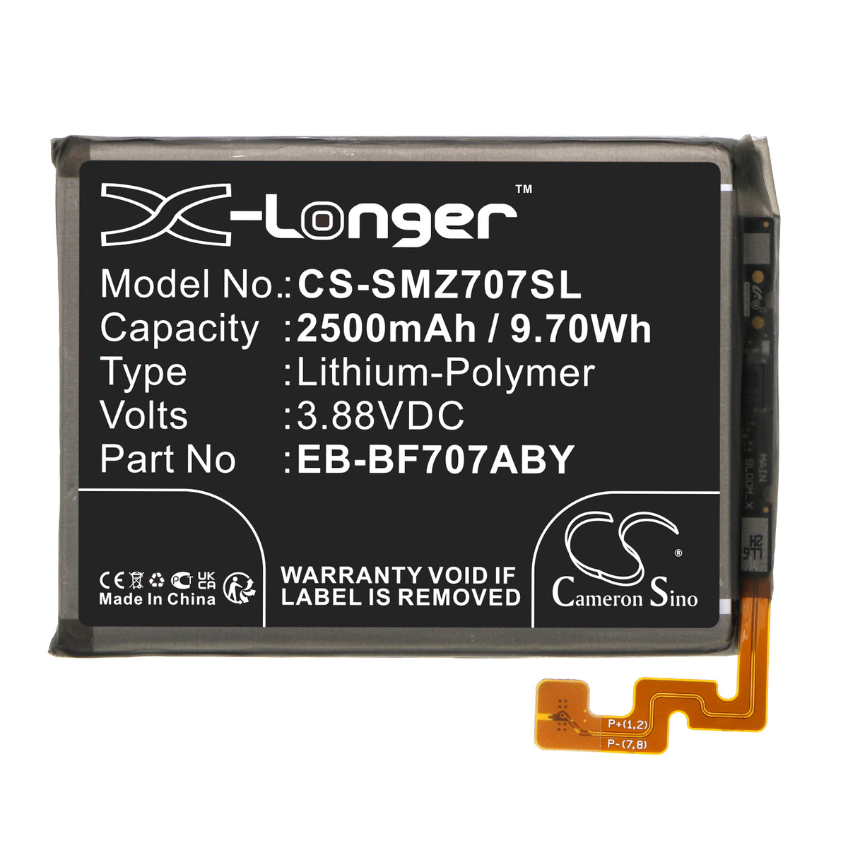 Replacement Battery for Samsung Galaxy Z Flip F707U – Mobile, SmartPhone – 2500mAh / 3.88V