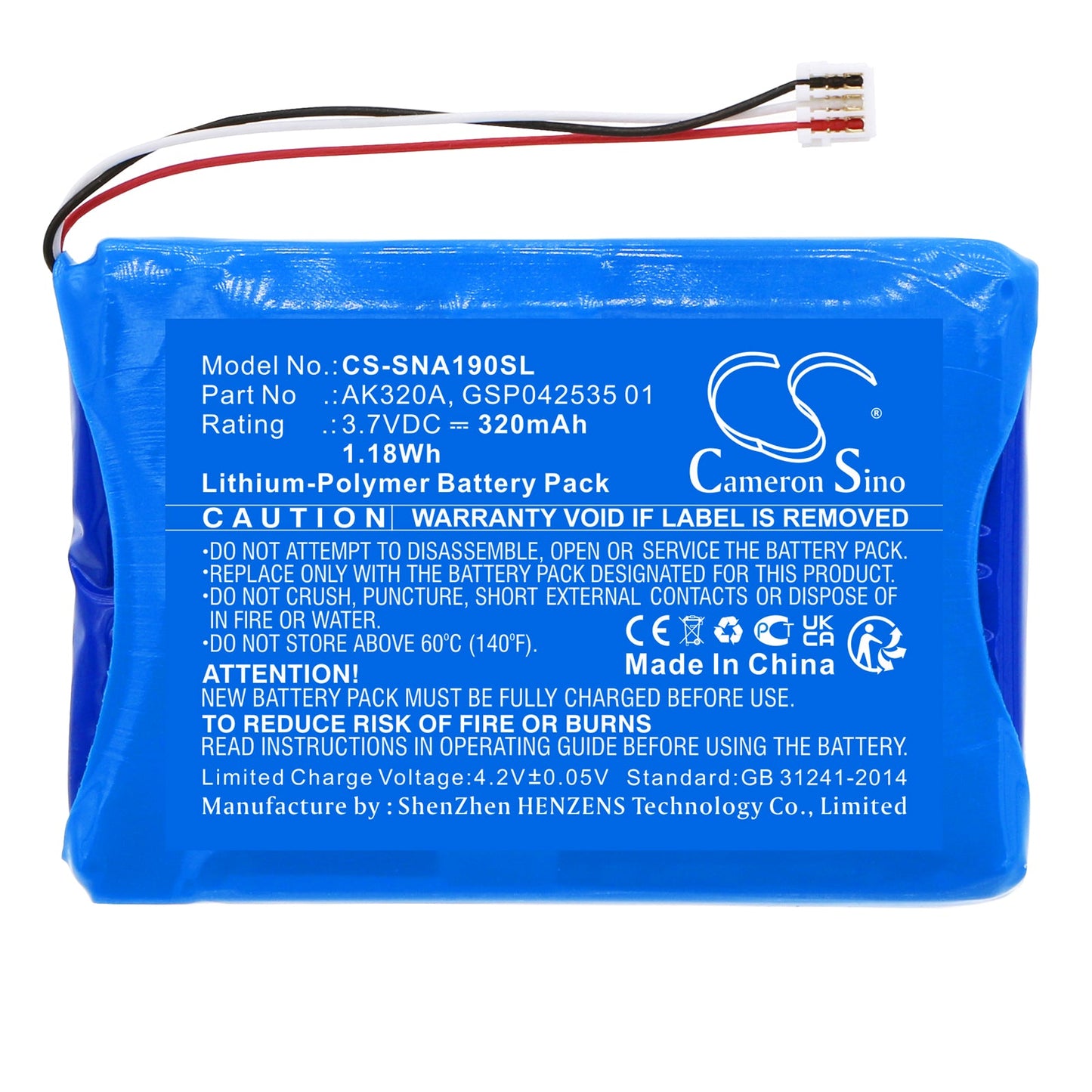 Replacement Battery for Snom  A190 – Wireless Headset – 320mAh / 1.18Wh / 3.7V