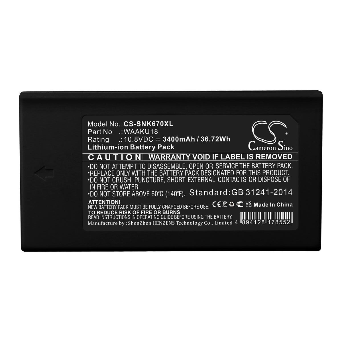 Replacement Battery for Sonel KT-670 – Thermal Camera – 3400mAh / 10.8V