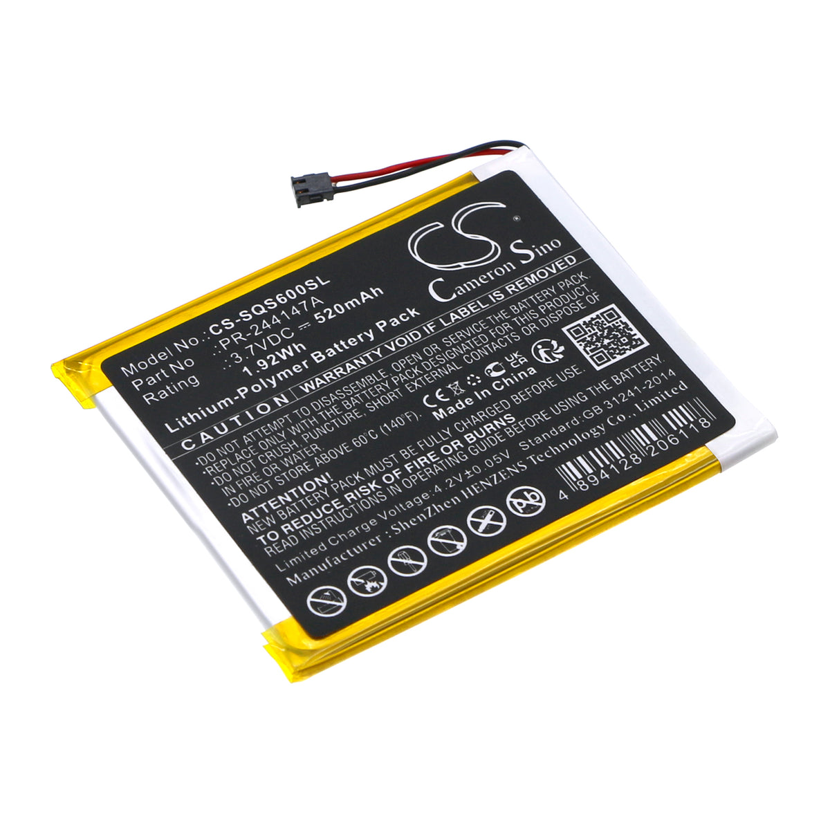 Replacement Battery for Square S6 – Payment Terminal – 520mAh / 3.7V