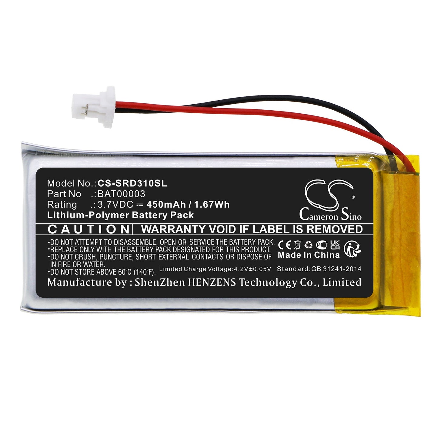 Replacement Battery for Cardo  Q1 – Wireless Headset – 450mAh / 1.67Wh / 3.7V