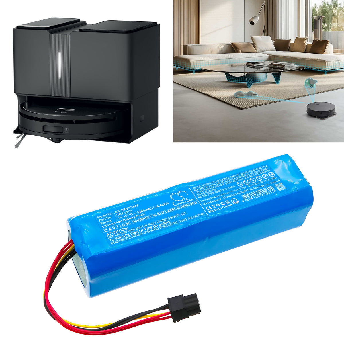 Replacement Battery for Sencor SRV 9790BK – Vacuum – 5200mAh / 14.4V