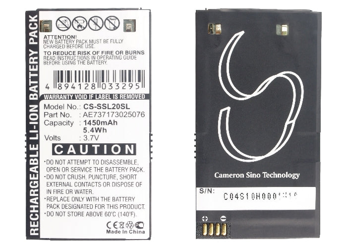 Replacement Battery for Sirius  Stiletto SL2 – DAB Digital – 1450mAh / 3.7V