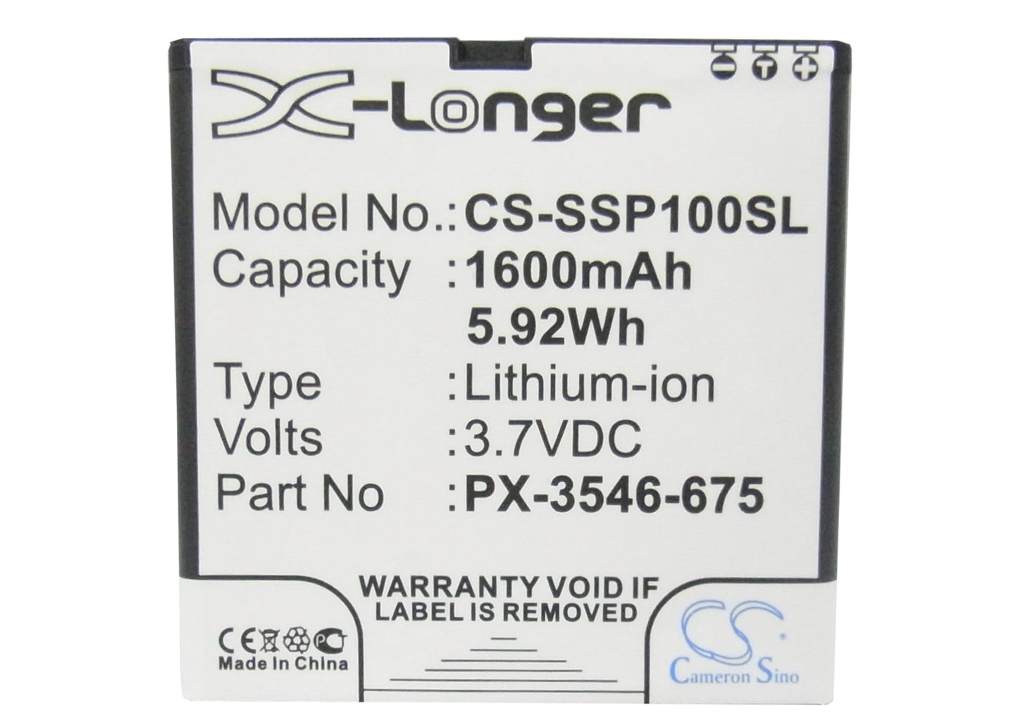 Replacement Battery for Simvalley  SP-100 – Mobile, SmartPhone – 1600mAh / 5.92Wh / 3.7V